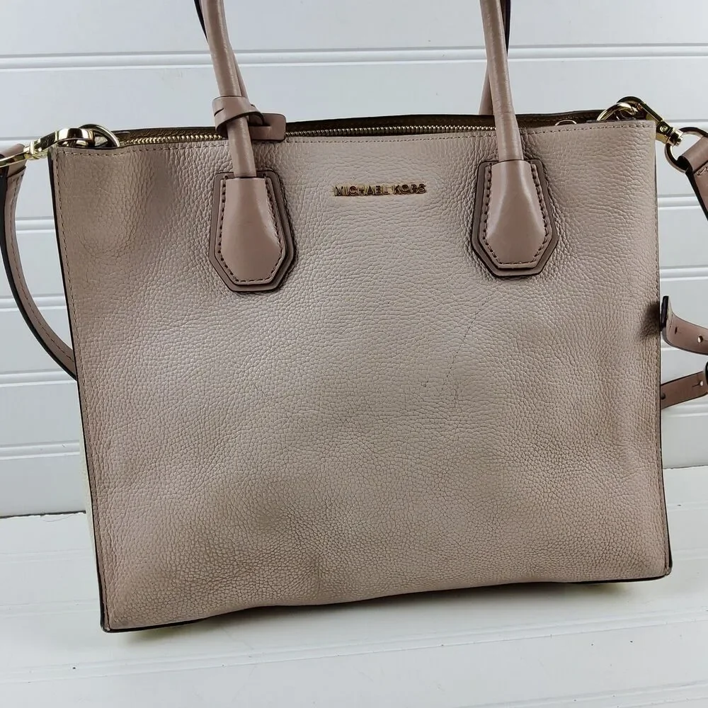 Michael Kors MK Pebbled Leather Satchel Crossbody Shoulder Handbag Purse